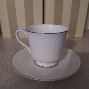 Grace Fine China Concerto Tea Coffee Cup White Silver Trim Japan